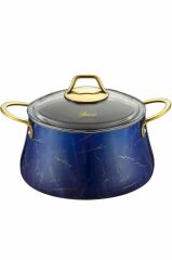 LACİVERT MERMER 9 PARÇA TENCERE SETİ