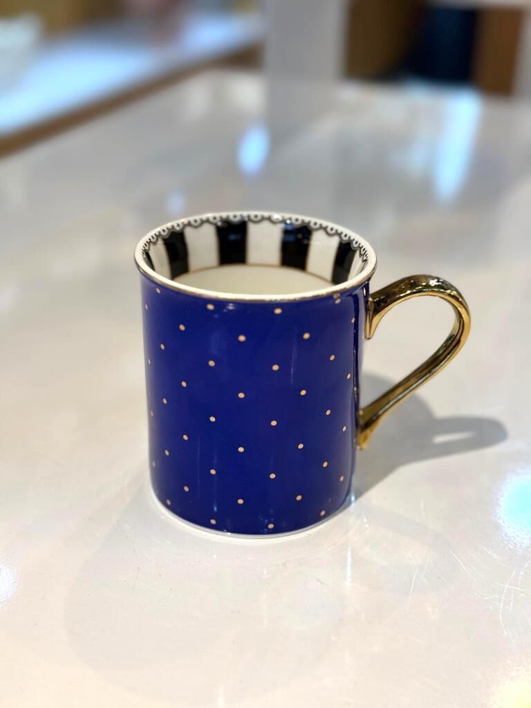 LACİVERT PUANTİYELİ TEKLİ KUPA