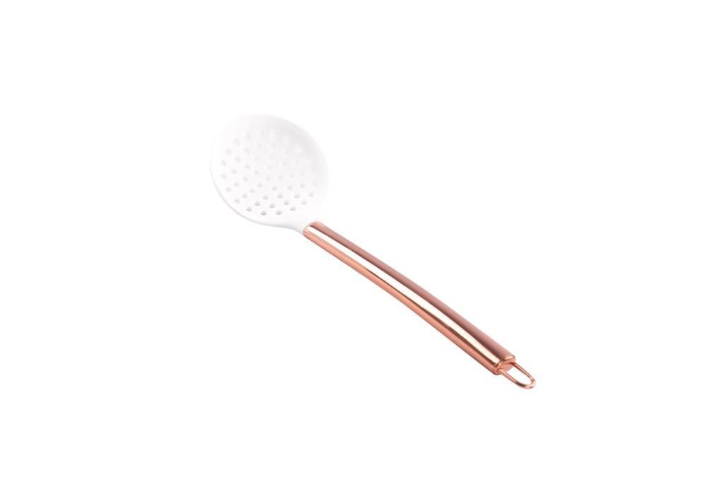 BEYAZ BAKIR METAL SİLİKON KEVGİR 34CM