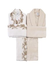 CHESTER GOLD-BEJ DANTELLİ BAMBU AİLE BANYO SETİ