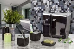 TOSKANA BANYO SETİ ŞEFFAF SİYAH