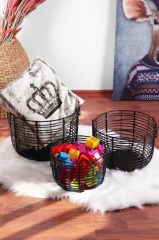 SİYAH RATTAN DEKORATİF SEPET 25X36CM