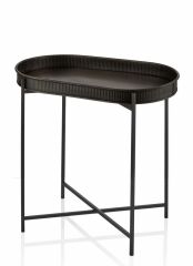SİYAH GALVENİZ OVAL SEHPA 56x32 CM