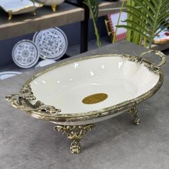 CLASSY ANTİK OVAL DERİN SUNUM TABAK 31X21CM