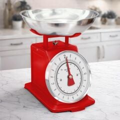 GÜMÜŞ KASELİ KIRMIZI MUTFAK TERAZİSİ