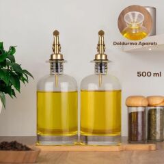 GOLD BAŞLIKLI 2'Lİ YAĞLIK SETİ(BAMBU ALTLIKLI)