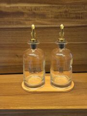 GOLD BAŞLIKLI 2'Lİ YAĞLIK SETİ(BAMBU ALTLIKLI)