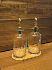 GOLD BAŞLIKLI 2'Lİ YAĞLIK SETİ(BAMBU ALTLIKLI)