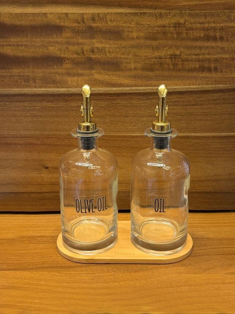 GOLD BAŞLIKLI 2'Lİ YAĞLIK SETİ(BAMBU ALTLIKLI)