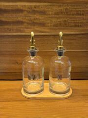 GOLD BAŞLIKLI 2'Lİ YAĞLIK SETİ(BAMBU ALTLIKLI)