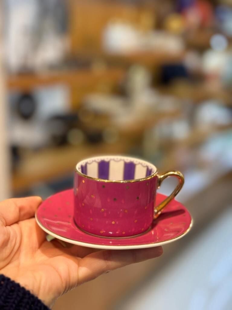 FUŞYA PUANTİYELİ TEK KİŞİLİK TÜRK KAHVESİ FİNCANI