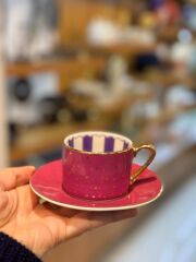 FUŞYA PUANTİYELİ TEK KİŞİLİK TÜRK KAHVESİ FİNCANI