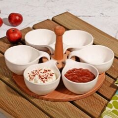 AHŞAP/STONEWARE 7 PARÇA SOSLUK/ÇEREZLİK SET BÜYÜK