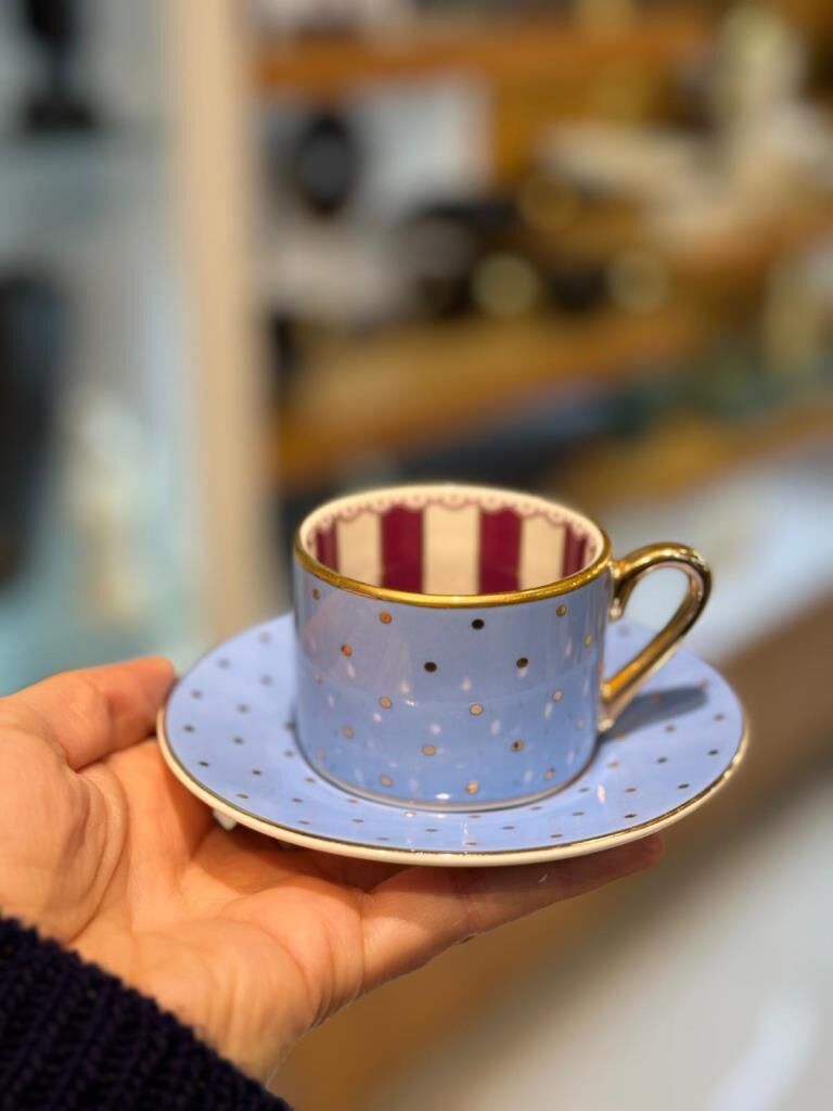 MAVİ PUANTİYELİ TEK KİŞİLİK TÜRK KAHVESİ FİNCANI