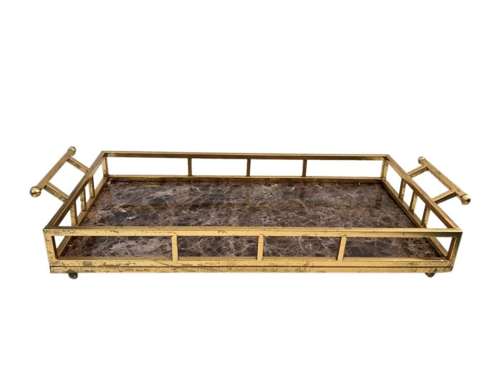 ALTIN MERMER ESKİTME DİKDÖRTGEN TEPSİ 69cm
