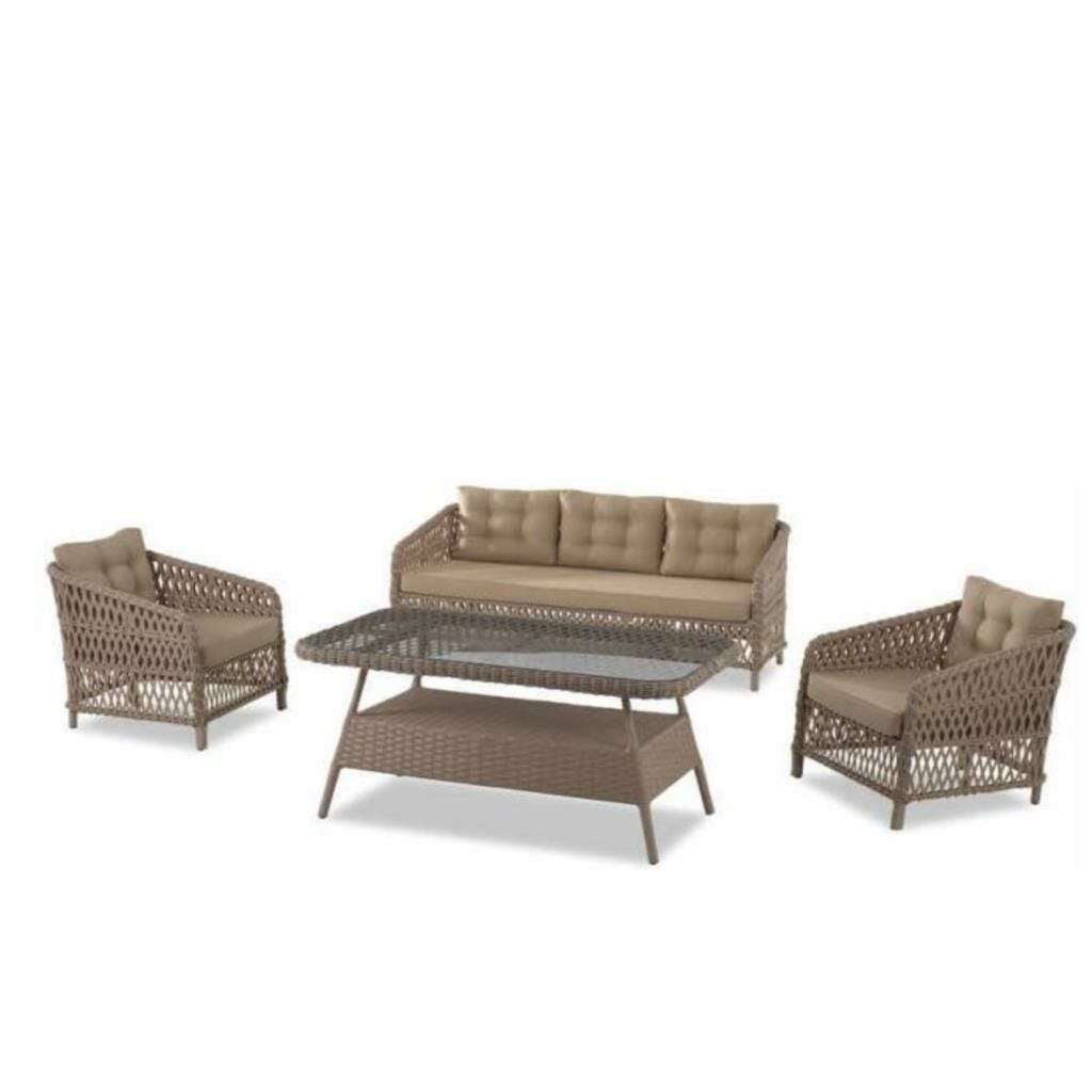 BAMBU RATTAN AÇIK KAHVE 4 KİŞİLİK OTURMA GRUBU