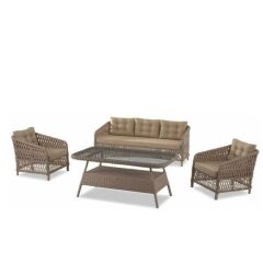 BAMBU RATTAN AÇIK KAHVE 4 KİŞİLİK OTURMA GRUBU
