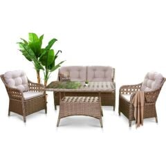 CAPRİ PLUS BAMBU RATTAN AÇIK KAHVE 4 KİŞİK OTURMA GRUBU