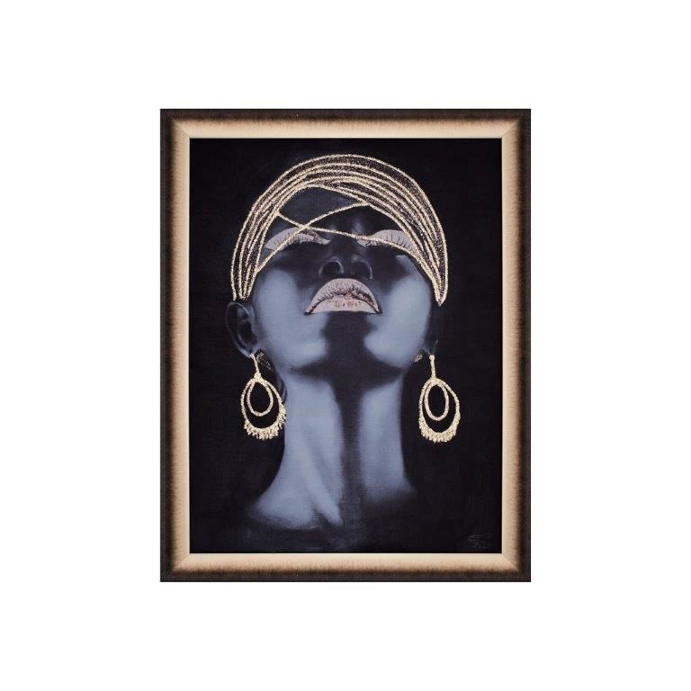 ALTIN SİYAH AFRİKALI KADIN TABLO 70x100cm
