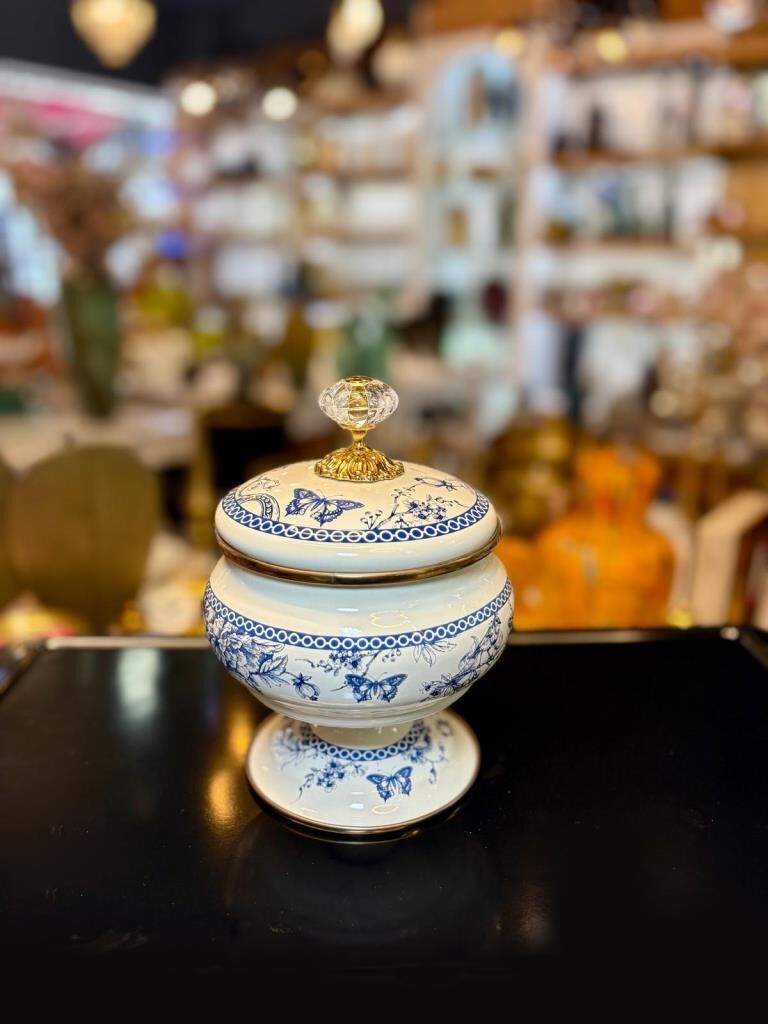 BLUE LİFE EMAYE AYAKLI KAVANOZ/ŞEKERLİK