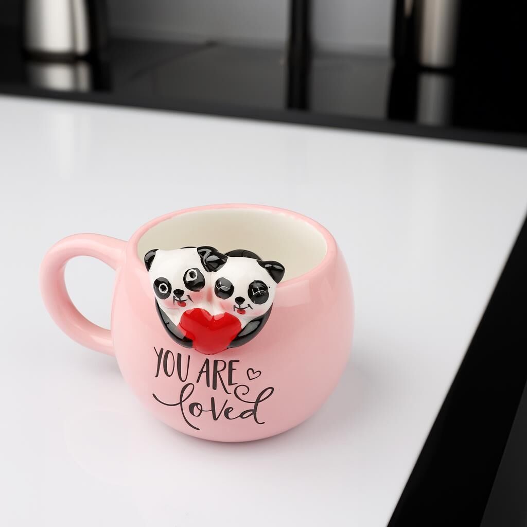 SEVGİLİ PANDA KALP DESEN KUPA 300ML