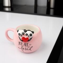 SEVGİLİ PANDA KALP DESEN KUPA 300ML