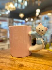 PEMBE KEDİ DESEN KUPA 300ML