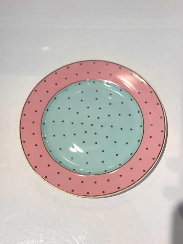 PEMBE PUANTİYELİ TEKLİ PASTA TABAK 20CM