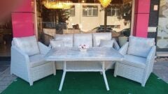 MONAKO BEYAZ 5 KİŞİLİK RATTAN OTURMA GRUBU