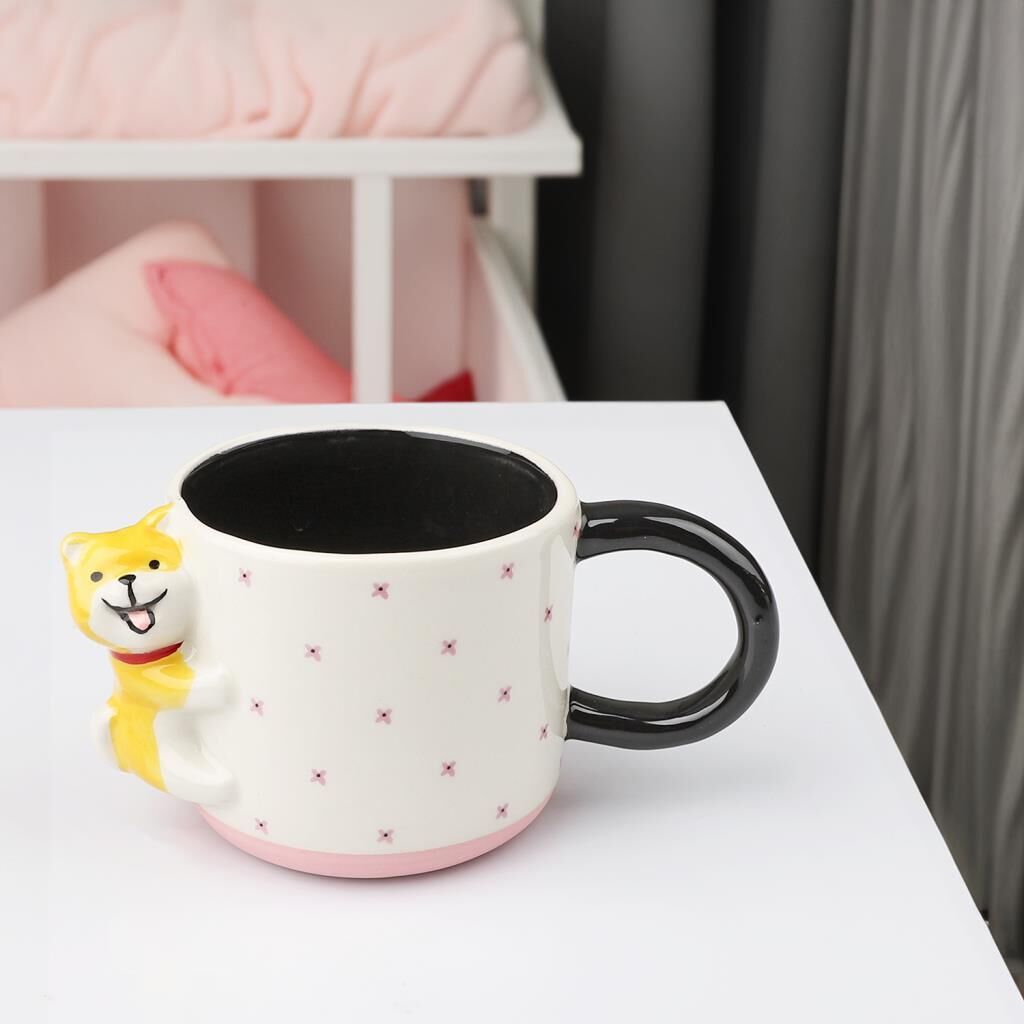 SARI PEMBE KÖPEK DESEN KUPA 300ML