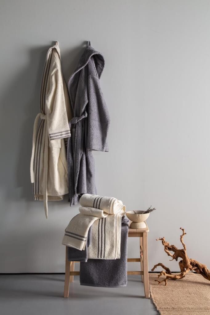 PENYE MODEO ANTRASİT/EKRU AİLE BORNOZ SETİ