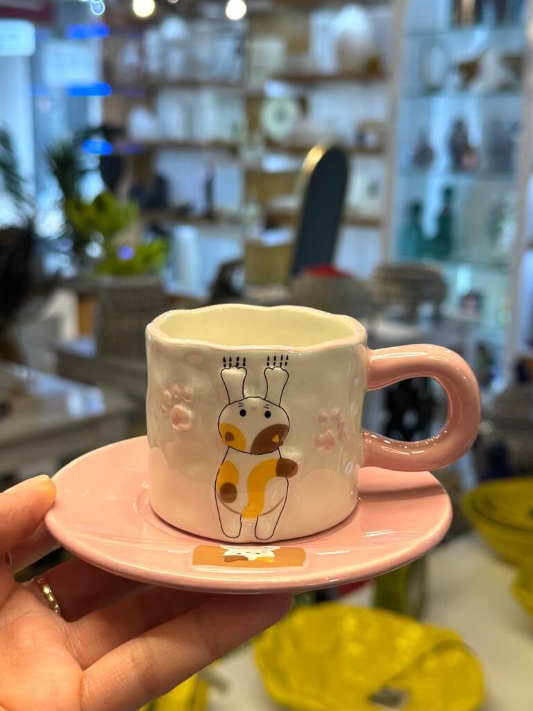 PEMBE KEDİ TEK KİŞİLİK TÜRK KAHVESİ FİNCANI