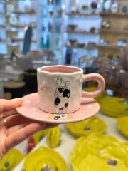 PEMBE KÖPEK TEK KİŞİLİK TÜRK KAHVESİ FİNCANI