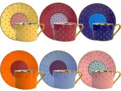 6 RENK PUANTİYELİ 6 KİŞİLİK ÇAY FİNCANI