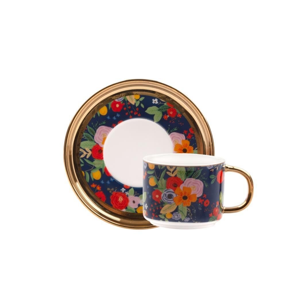 LACİVERT ÇİÇEKLİ TEK KİŞİLİK TÜRK KAHVESİ FİNCANI