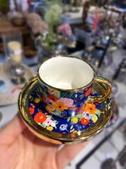 LACİVERT ÇİÇEKLİ TEK KİŞİLİK TÜRK KAHVESİ FİNCANI