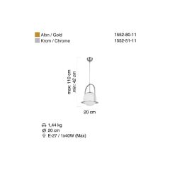 LAMPON KROM TEKLİ AVİZE 20CM