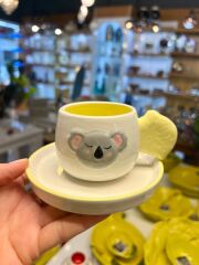 SARI KOALA DESEN 2 KİŞİLİK TÜRK KAHVESİ FİNCANI
