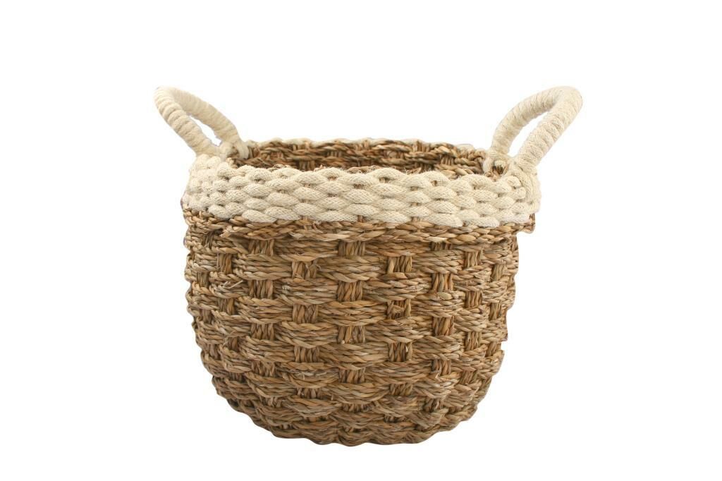 HASIR BEYAZ YUVARLAK SEPET 30X35CM
