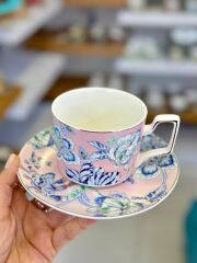 BLUEM PEMBE TEK KİŞİLİK ÇAY FİNCANI