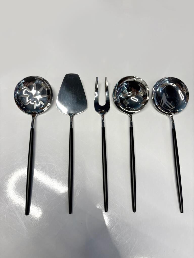 ALMERİA SİYAH GÜMÜŞ 5 PARÇA SOS SERVİS SETİ