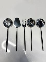 ALMERİA SİYAH GÜMÜŞ 5 PARÇA SOS SERVİS SETİ