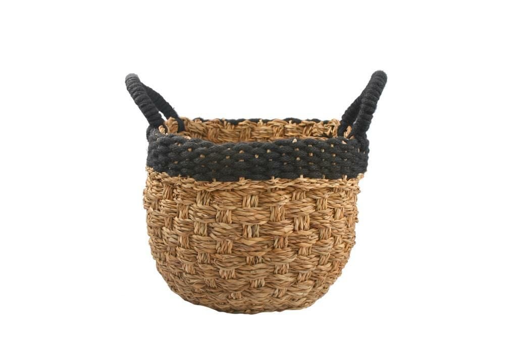 HASIR SİYAH YUVARLAK SEPET 26X31CM