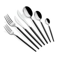 ALMERİA SİYAH GÜMÜŞ 6 KİŞİLİK 36 PARÇA ÇATAL KAŞIK BIÇAK SETİ