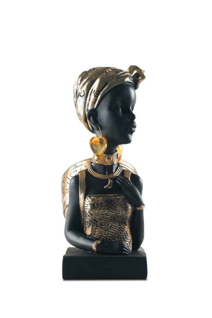 SİYAH ALTIN AFRİKALI KADIN BİBLO/DEKORATİF KASE 24X13CM