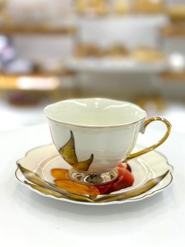 FIORE TURUNCU TEK KİŞİLİK ÇAY FİNCANI