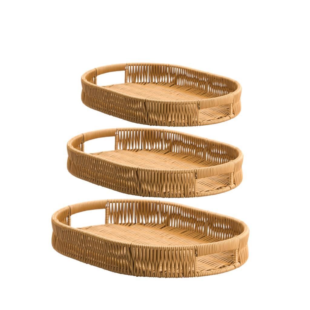 SENTETİK HASIR OVAL 3'LÜ TEPSİ SETİ