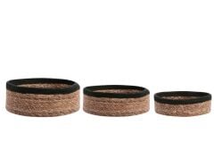SİYAH HASIR 3'LÜ SEPET 24-22-20CM