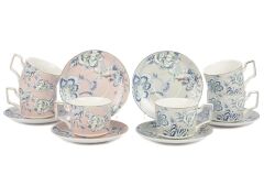 BLUEM PEMBE GRİ 6 KİŞİLİK ÇAY FİNCANI