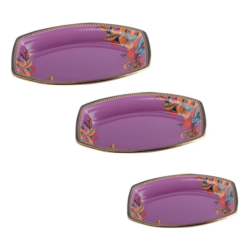 LORENA MOR OVAL 3'LÜ KAYIK TABAK